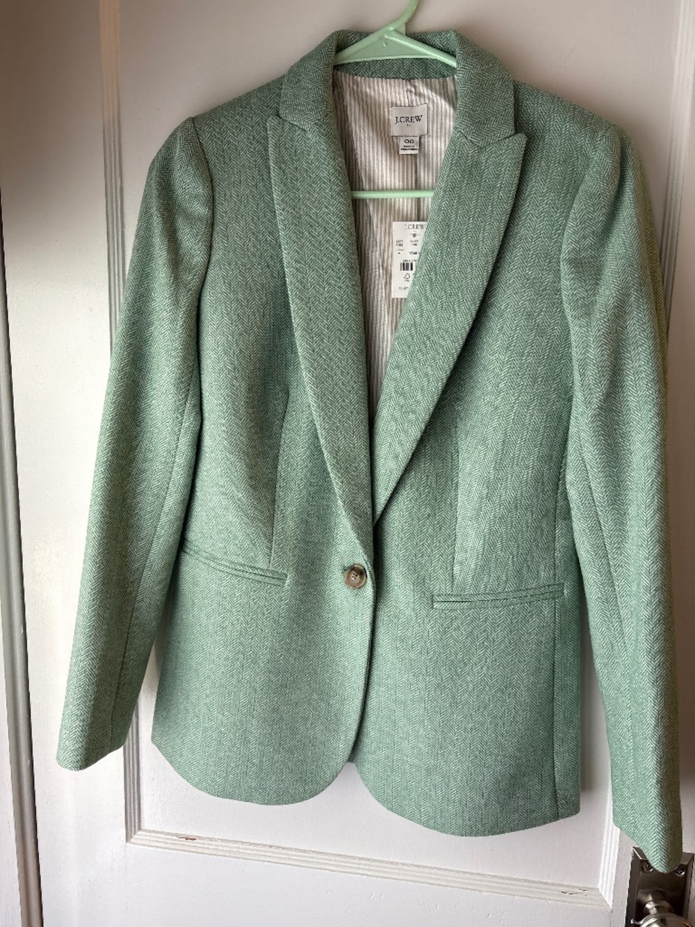 JCrew HERRINGBONE WOOL-BLEND HOLLAND BLAZER, Sz 00, Mountain Laurel Ivory, NWT